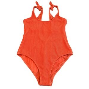 Kona Sol Swimsuit Size L Terra Cotta Color With Knot Detail High Leg Textured​